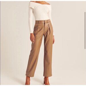 Abercrombie & Fitch Tan Faux Leather Trousers